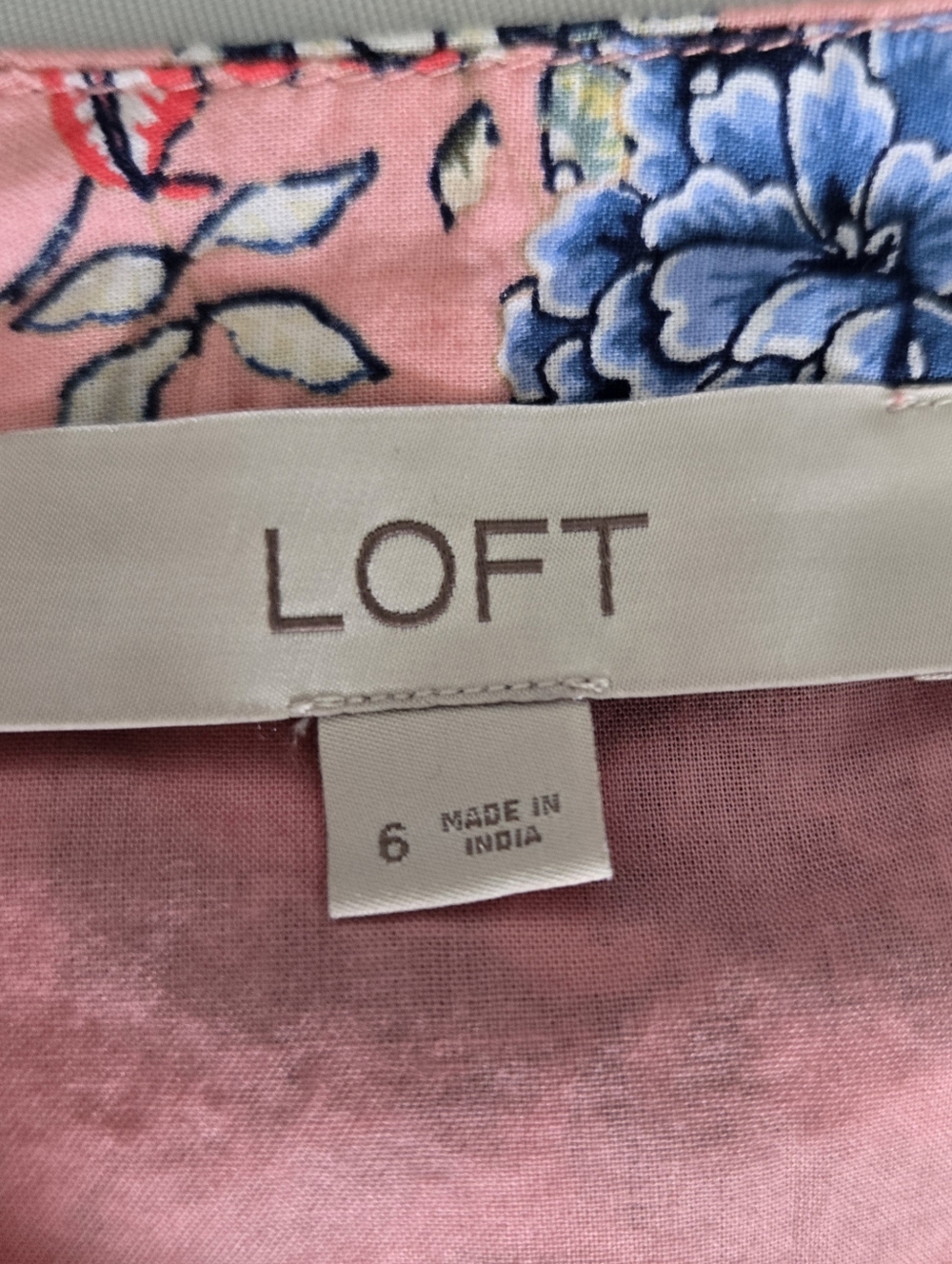 Loft Dress Sz 6 100% Cotton Above Knee Multicolor Floral Design Euc - Picture 2 of 11